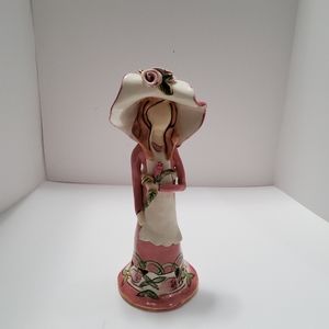 Blue Sky Clayworks Girl in Pink with Flowers and Hat